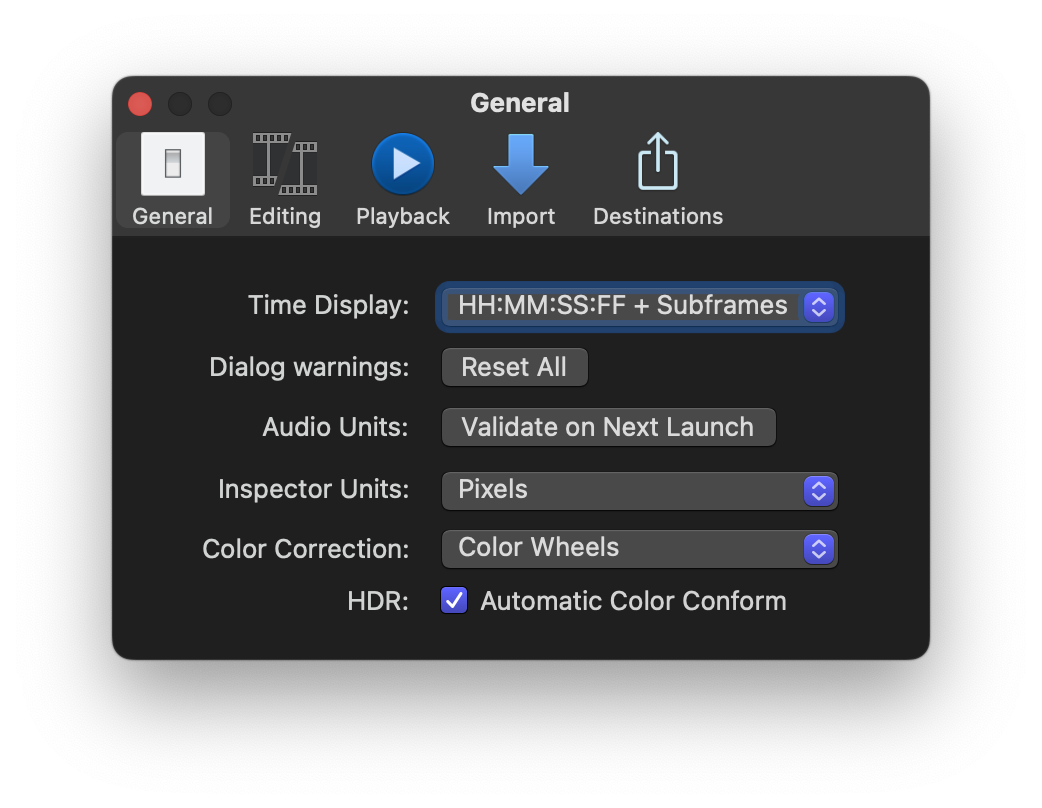 Final Cut Pro's Time Display